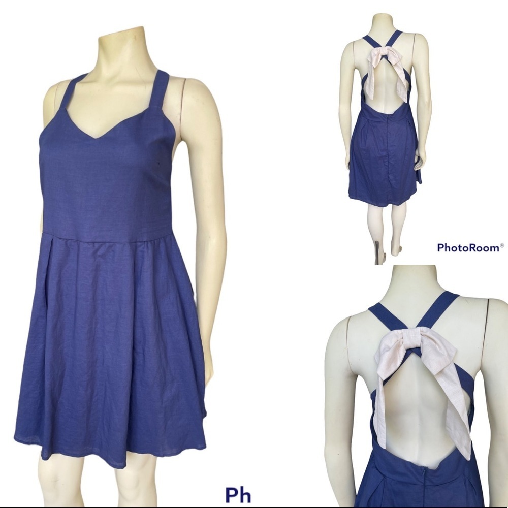 Peach Love CA Navy Women’s Blue Open Bow Back Dress